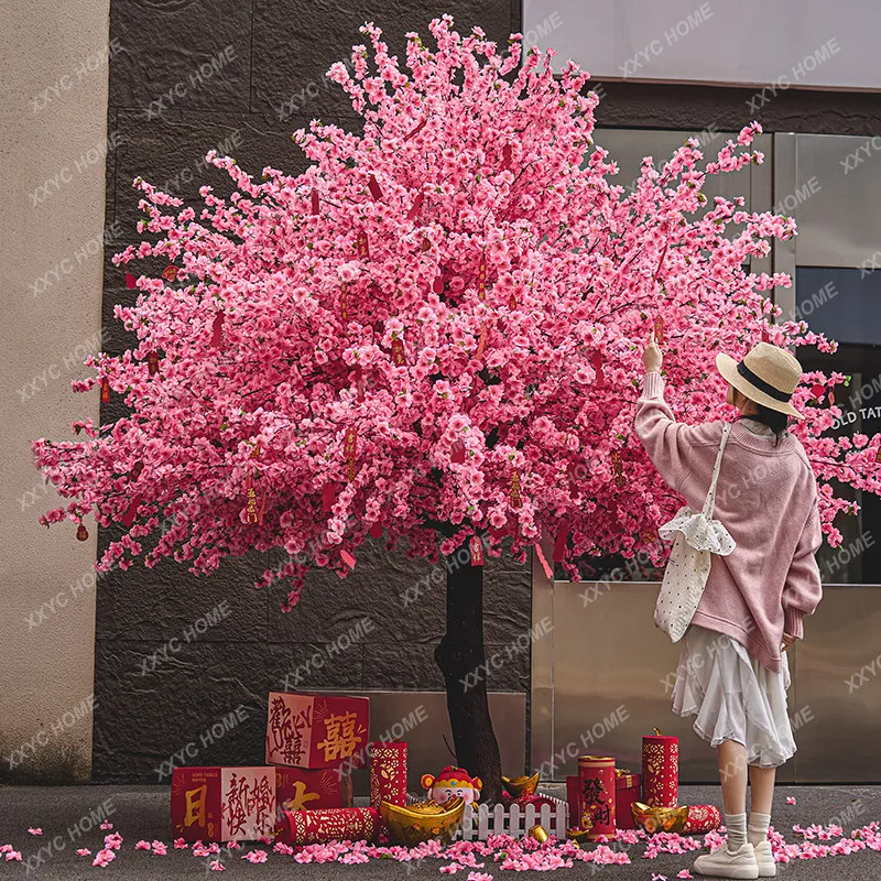 Encrypted simulated peach blossom tree, fake tree, New Year decoration, indoor wishing tree