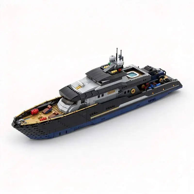 4367PCS Luxury Ocean Explorer Yacht Ship Model MOC Building Blocks Custom Puzzle DIY Assembly Brick Full Interior Display Gift