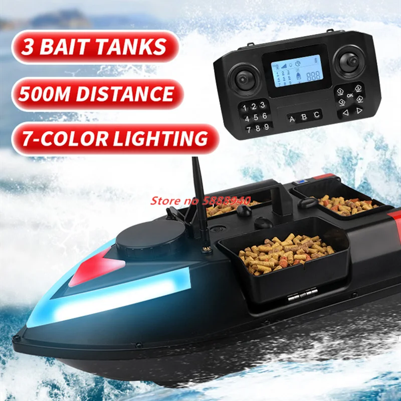 100 Position Point GPS Fishing Bait Boat GPS Beidou Dual Positioning 3 Hopper 500M 2KG 7-Color Remote Control Bait Boat Nest Boa