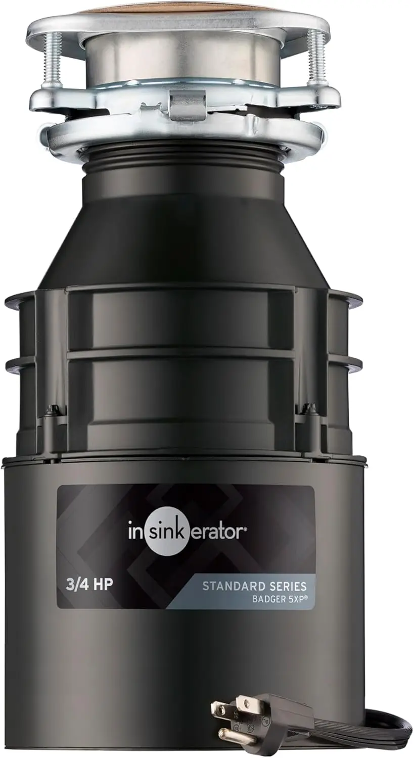 

InSinkErator Badger 5XP Garbage Disposal with Power Cord, Standard Series 3/4 Continuous Feed Food Waste Disposer, Badger