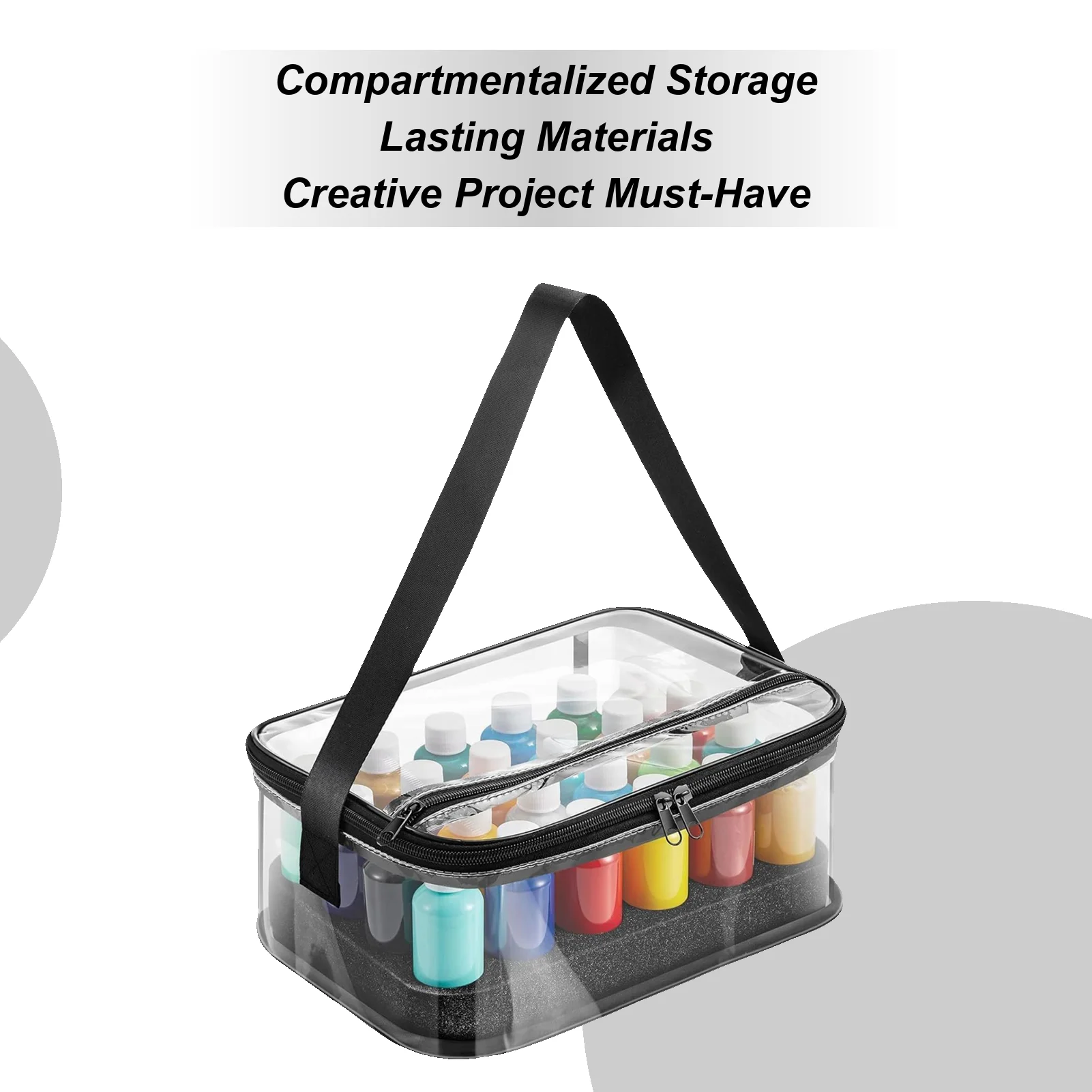 

Paint Organizer Art Bags for Supplies Travel Transparent Holder Dispenser Containers Portable Box for Up to 24 Bottles 2 fl oz