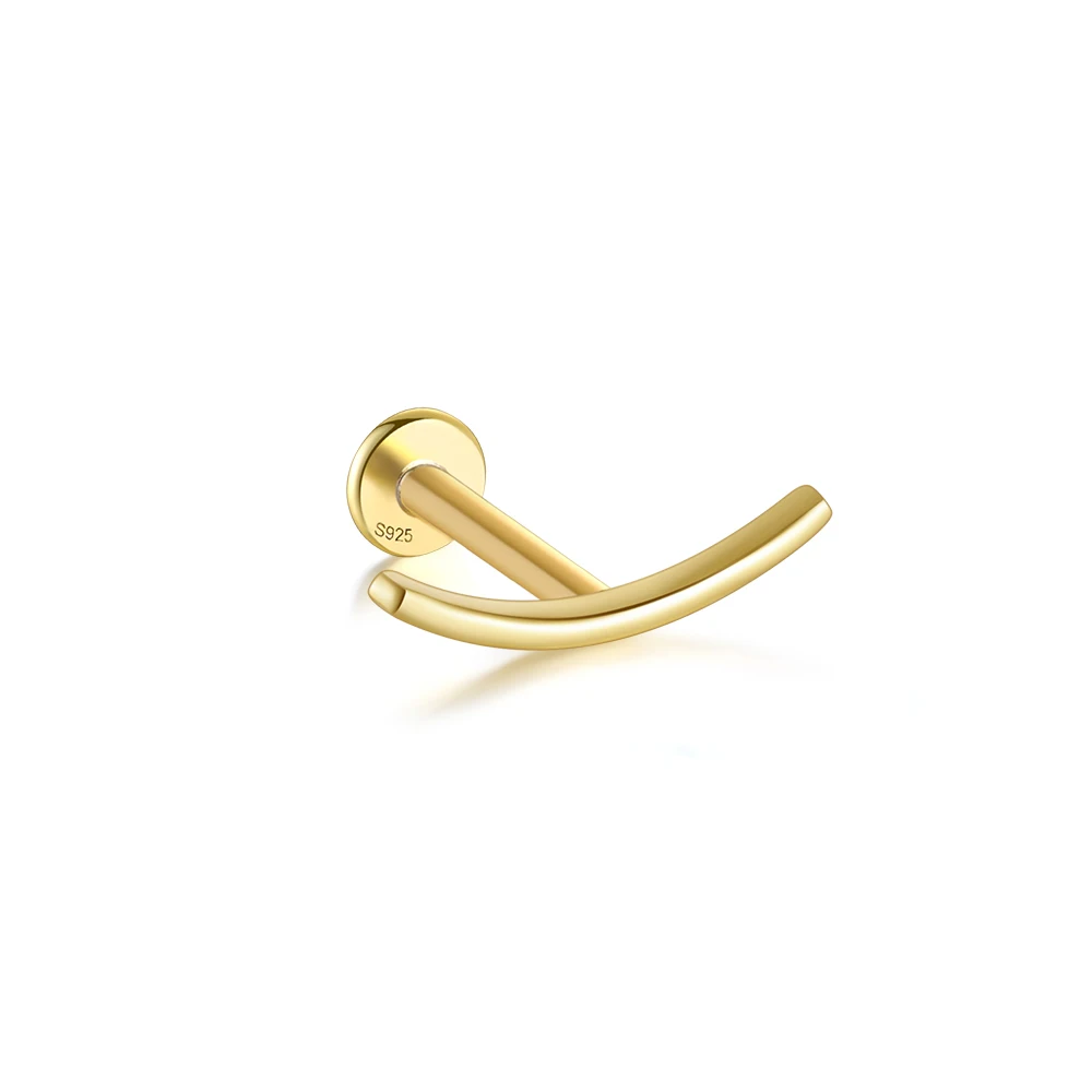 AIDE 925 Sterling Silber 1 Stück Glänzender Geometrischer Segelboot-Helix-Piercing-Ohrring für Damen Punk-Schmuck Persönlichkeits-Mode
