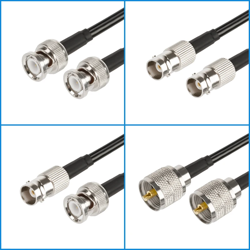 Bnc Naar Uhf Pl259 Mannelijke Plug & So239 Vrouwelijke Jack Naar Bnc Mannelijke Connector Crip Rg58 Kabel Draad Terminal Rf Jumper Pigtail 0.3M ~ 30M