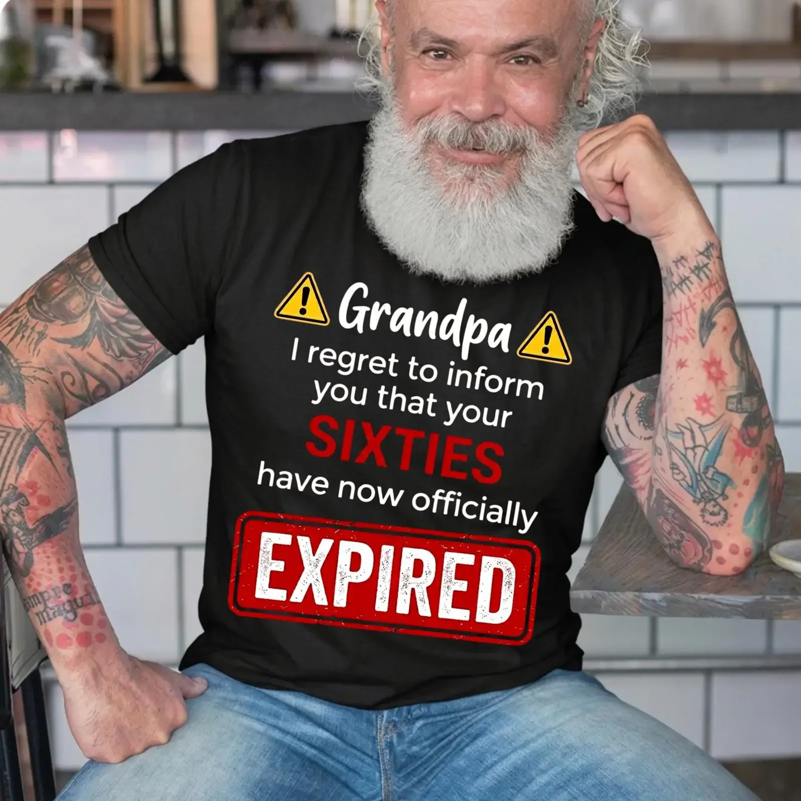 Grandpa Sixties Expired T Shirt Funny 70th Birthday Sarcastic Casual  vintage Washed Versatile graphic Unisex homme Stretched