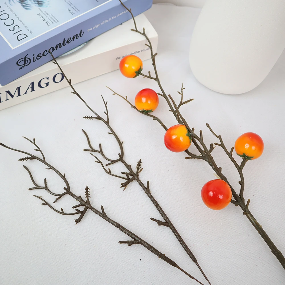 64cm Simulated Single Branch Small Persimmon Pseudoplant Berry Wedding Table Decoration Wedding Accessories Nordic Home Decor