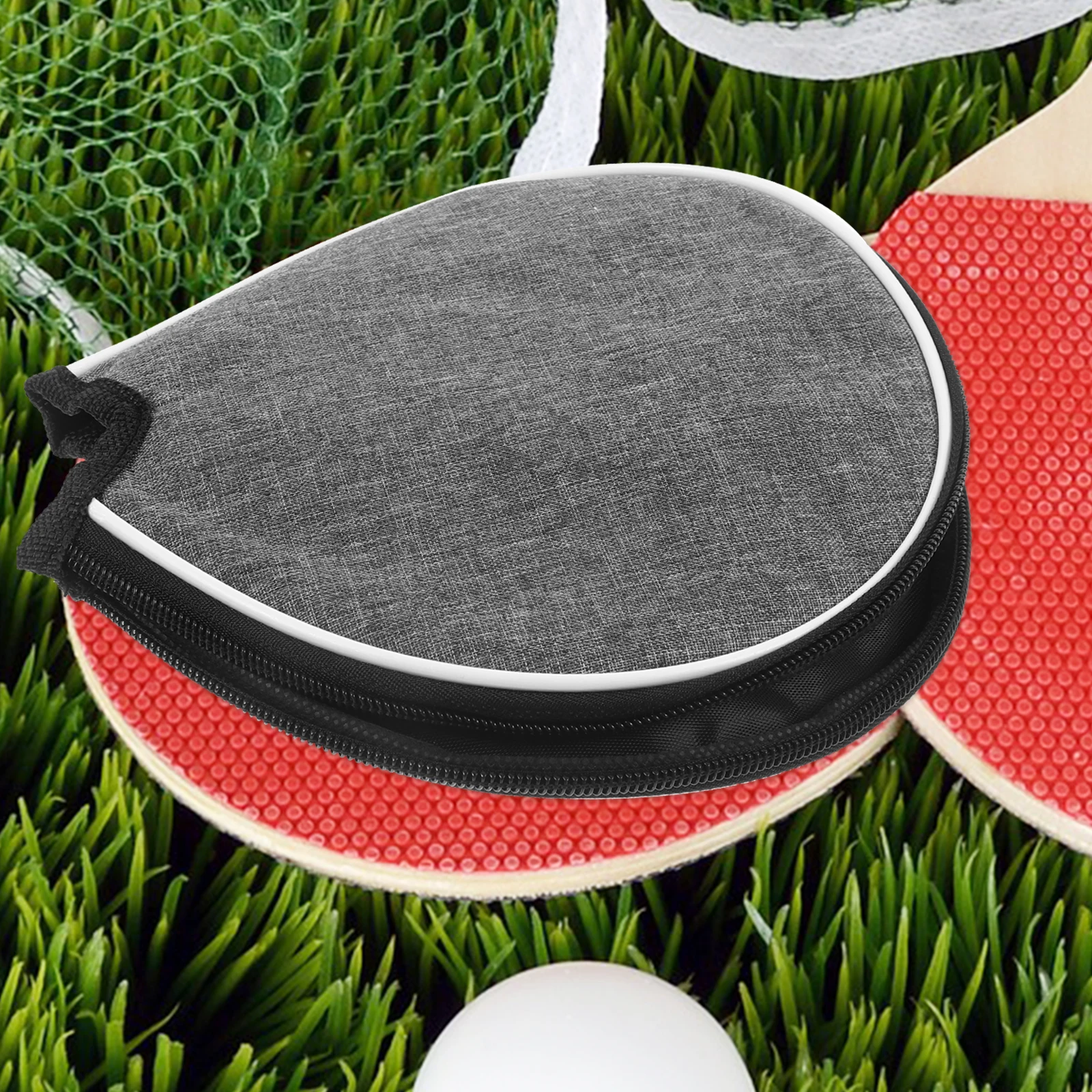 

Table Tennis Racket Bag Gray Half Circle Storage Case for Sports Reusable Portable Protective Bat Lightweight Compact Design