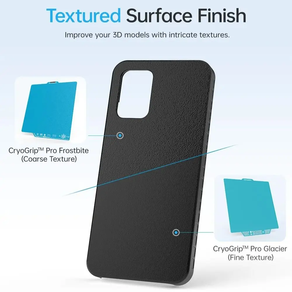 Textured Build Plate Double-sided Durable CryoGrip Coating Spring Steel 3D Printer Accessory for BambuLab P1P P1S A1 3D Printer