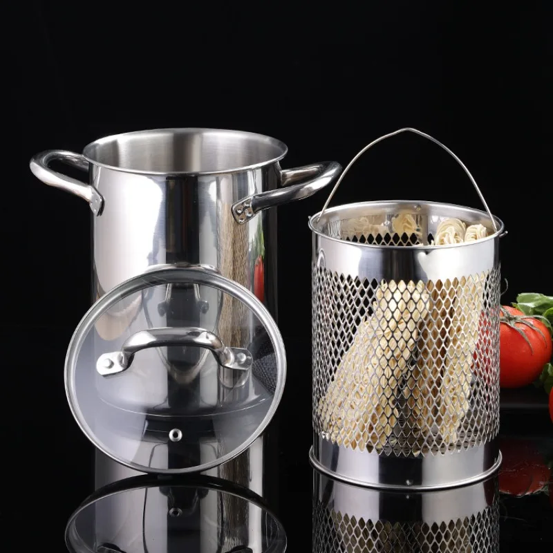 304 Stainless Steel Kitchen Fryer With Strainer Tempura Fryer Spaghetti Boiled Chicken Fried Chicken Cooking Tools