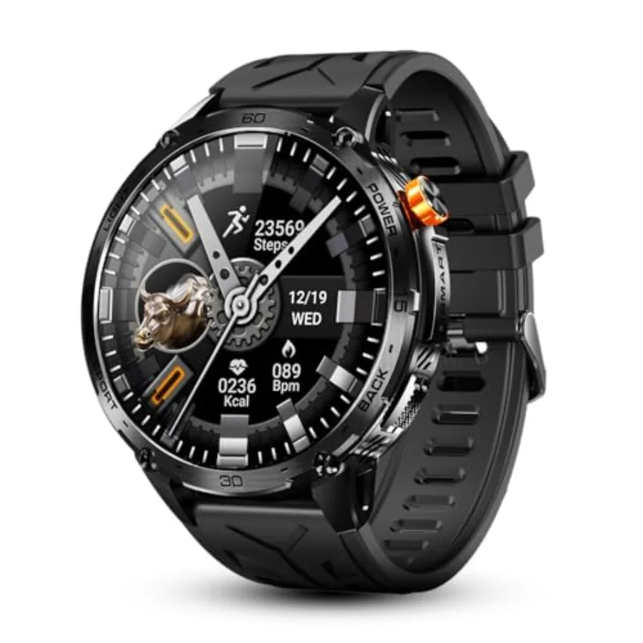 

Alpha Smartwatch for iPhone Android Answer/Make Call 24/7 Wellness Tracker 1.75 AMOLED Screen 7-10 Days Battery with LED Flashl