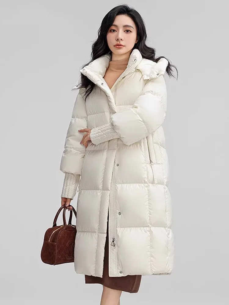 

Casual Loose down Cotton Jaet Women's Mid-Length Thiened Winter New Sle Detachable Cap Sli Commute Faion Trend