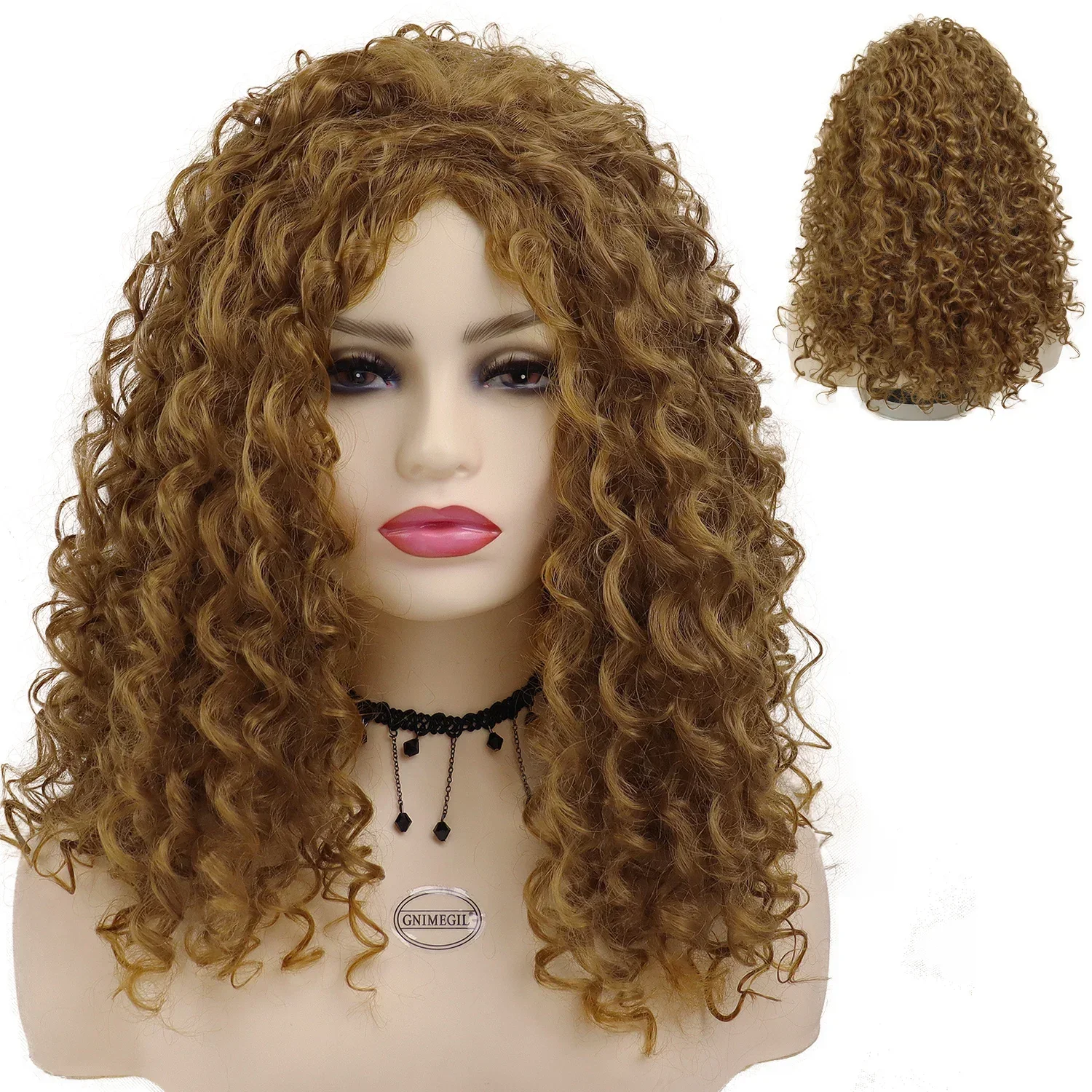 GNIMEGIL Synthetic Ginger Color Wig Long Curly Wigs for Women Soft Thick Wig Deep Wave Afro Wig Female Hair Wig Costume Party