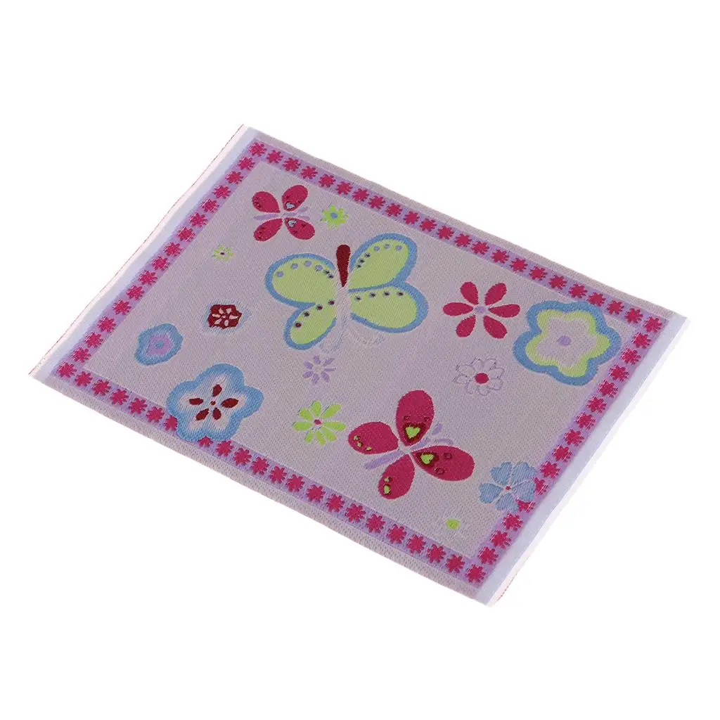 1/12 Dollhouse Miniature Rug Flower Printed Covering Area Rug