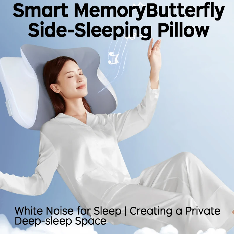 Smart APP Control Memory Foam Bone Conduction Massage Pillow, Whisper Music Neck Pillow, Shoulder Massager for Sleep