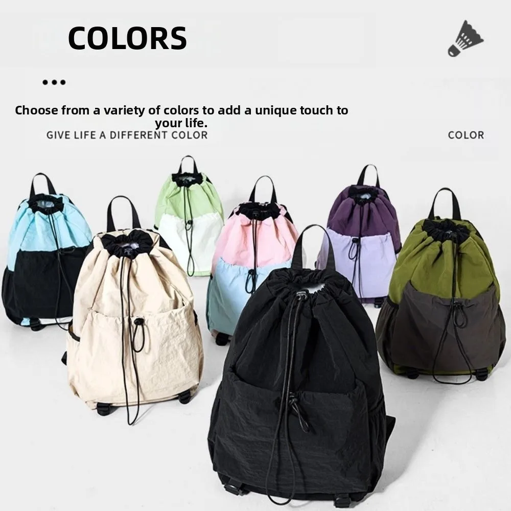 Large Capacity Tennis Racket Backpack Lightweight Waterproof Badminton Sports Bag Casual Adjustable Strap Drawstring Fitness Bag