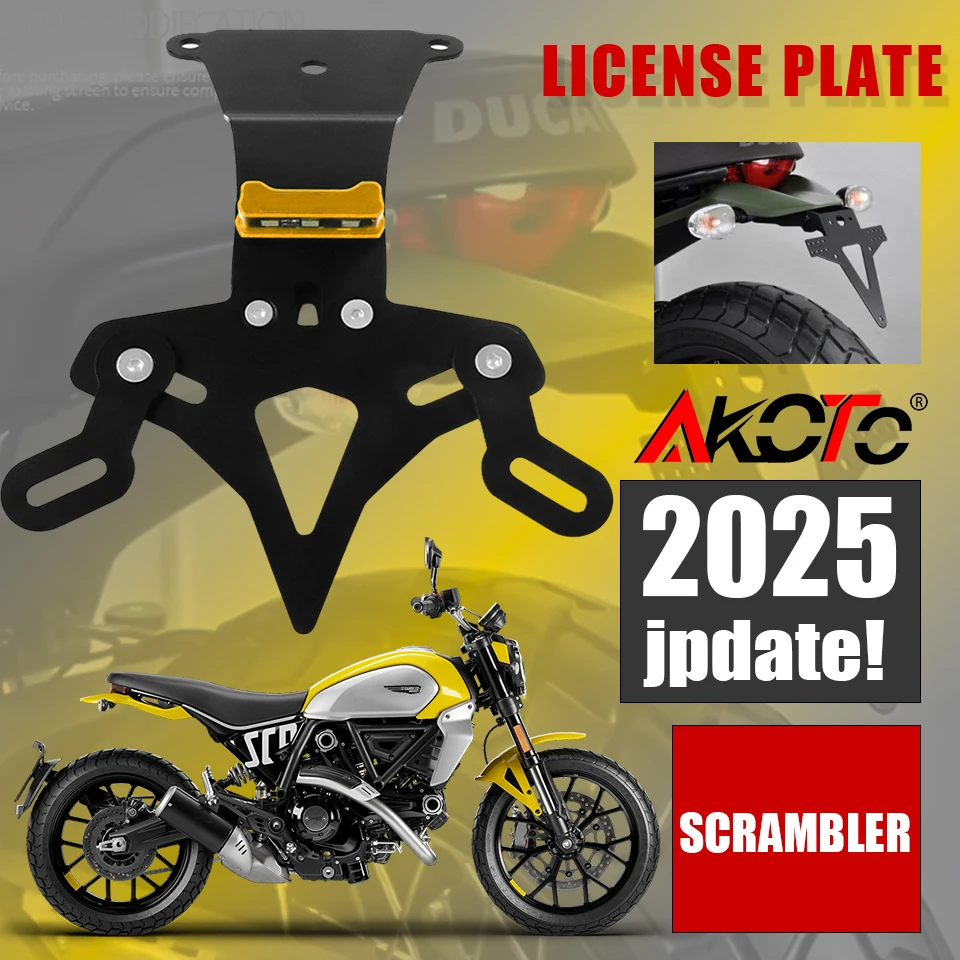 Motorcycle With LED Light License Plate Holder Tail Tidy For Ducati Scrambler 800 Cafe Racer 800 2015-2023 2022 2021 Accessories