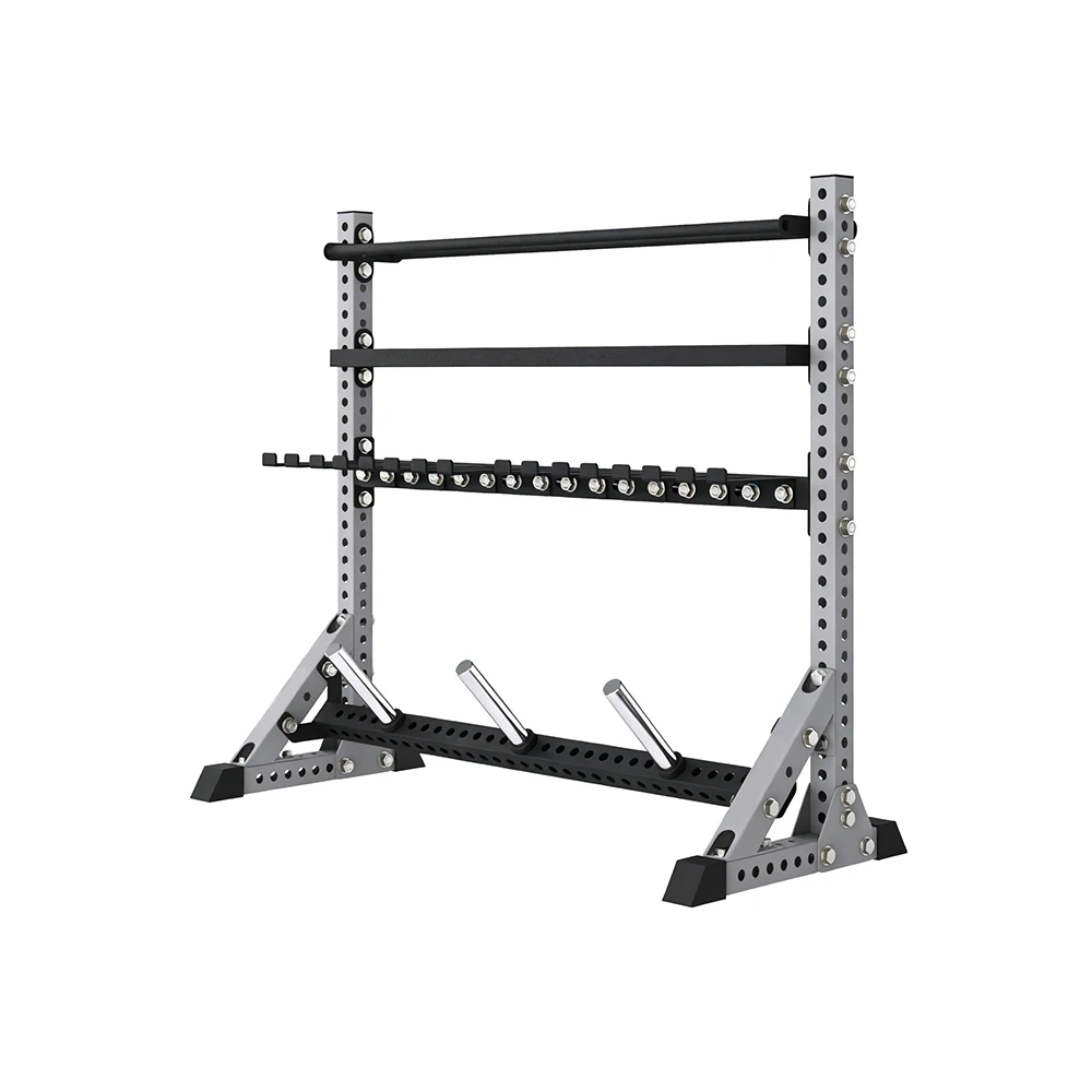 2026 Commercial Single Sided Garage Gym Storage Rack Heavy Duty Sports Equipment Shelf for Dumbbells Kettlebells
