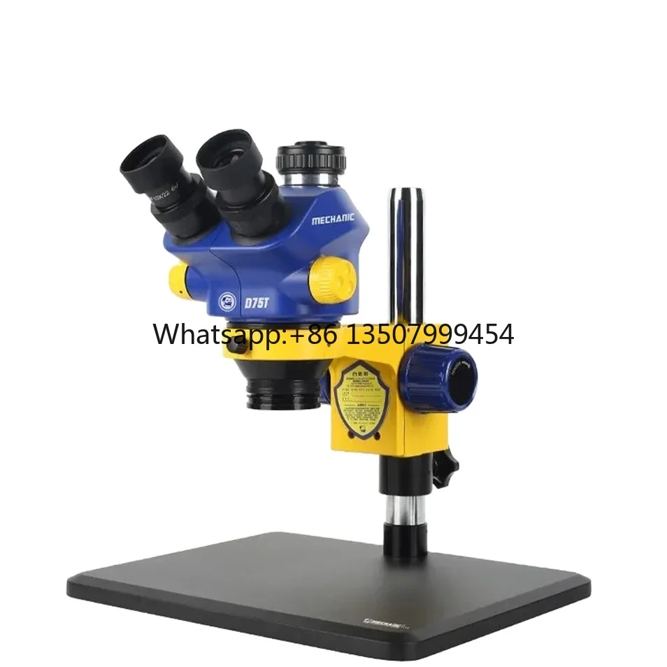 D75T-B11 Lab Trinocular Stereo Microscope HD Electronic Component Magnified 0.7-5.0X Continuous Zoom Observation Scope