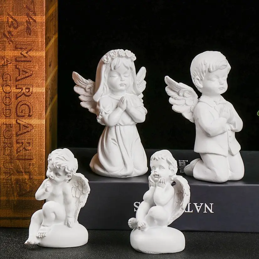 Praying Cherub Statue Angel Statue Figurines Sculpture Statue Imitation Gypsum Resin Art Ornaments Home Garden Decoration