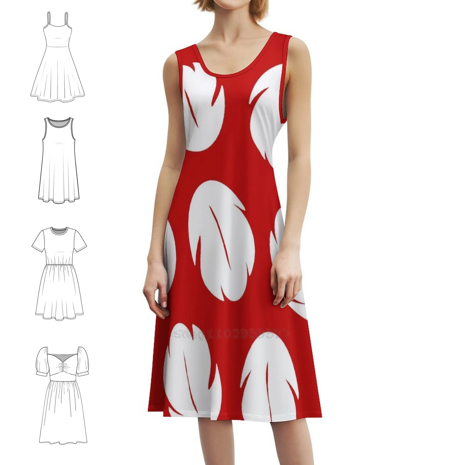 

Платье в корейском стиле с красным листом для женщин. Элегантное повседневное платье для вечеринки или повседневного ношения. Лило Лило и 626. Женщина с угловой переплете.