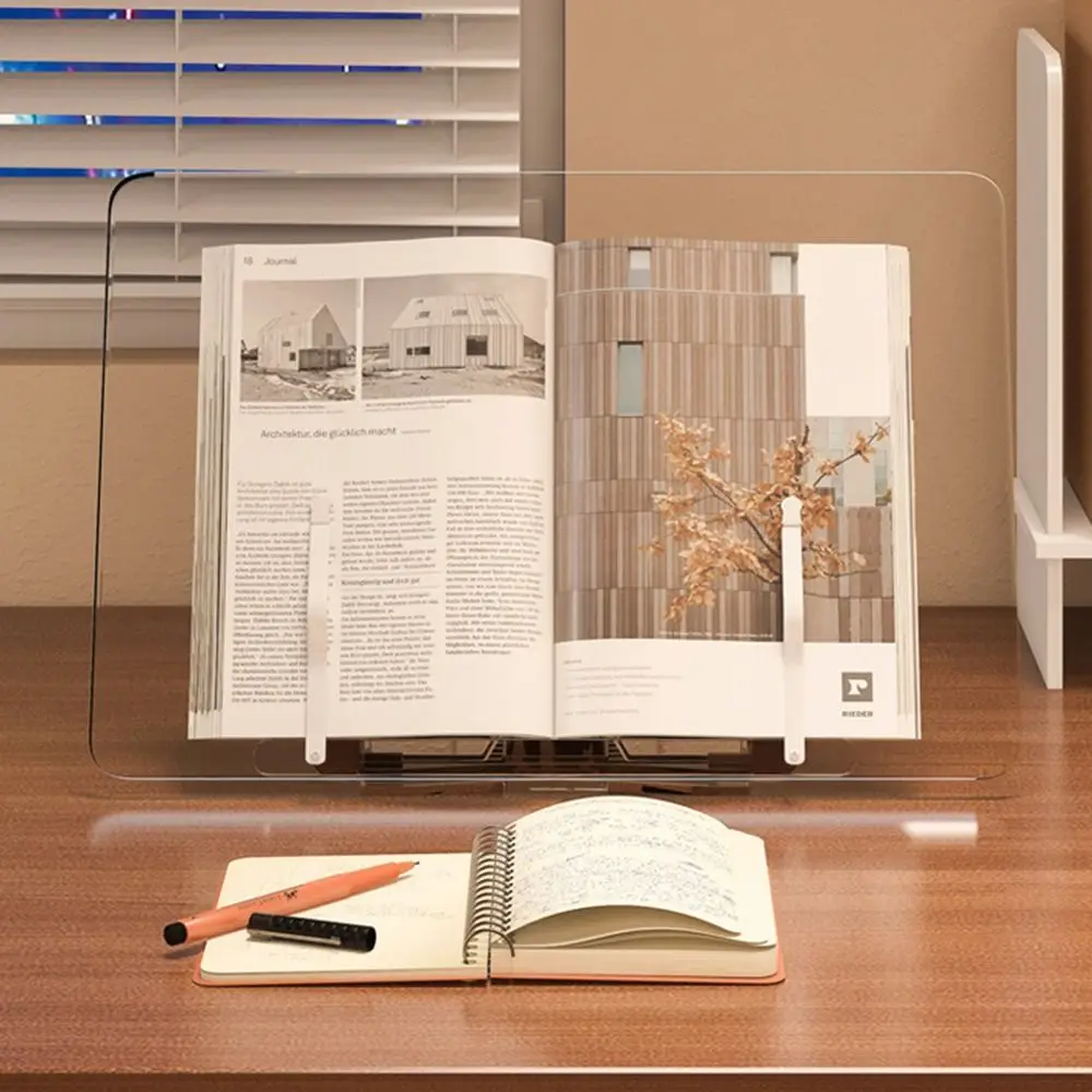 

13 Adjustable Tilt Angles Acrylic Book Stand Multi-Functional Transparent Desktop Reading Holder Stable Comfortable Reading