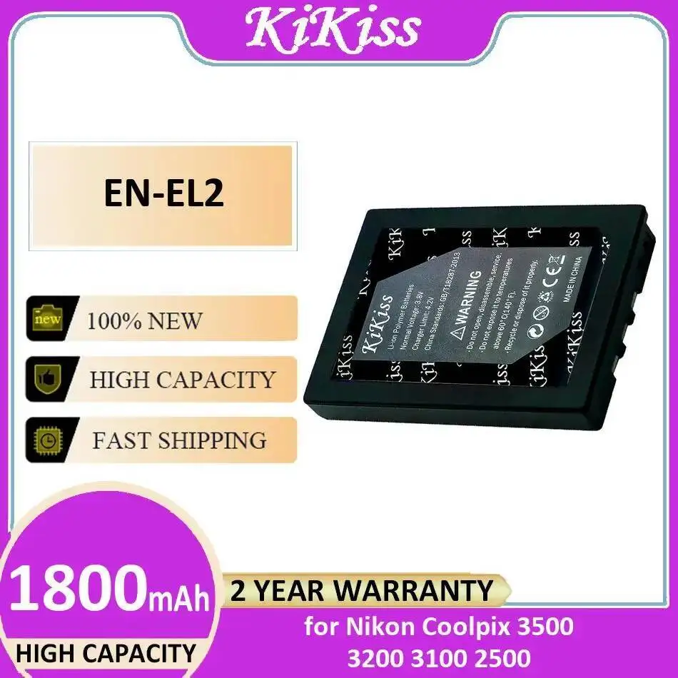 

EN-EL2 For Nikon Coolpix 3500 3200 3100 2500 Camera Battery Premium Replacement High Compatibility 1800Mah