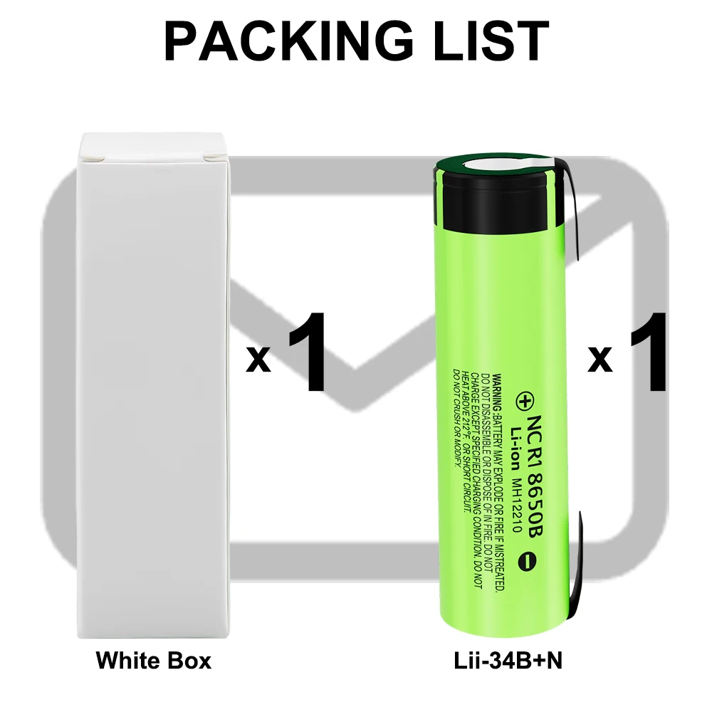 1-20pcs LiitoKala 34B-N NCR18650B 3.7v 3400mah 18650 3500mAh Lithium Rechargeable Battery with Nickel Sheet