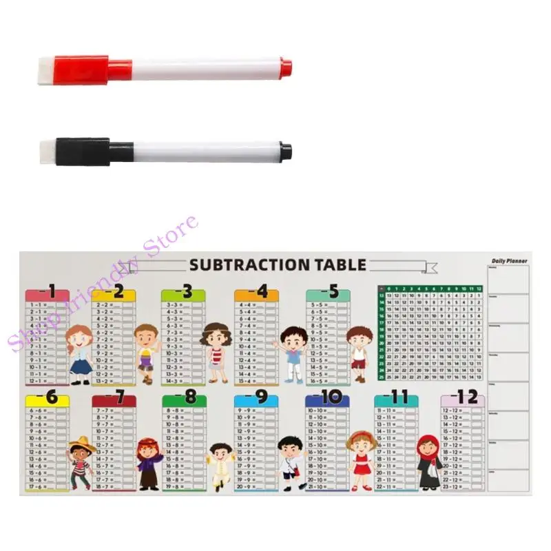85 × 40 سم جدول إضافة PVC قابل للمحو للطلاب للطلاب المعونة بتعليم الرياضيات مع القلم #3