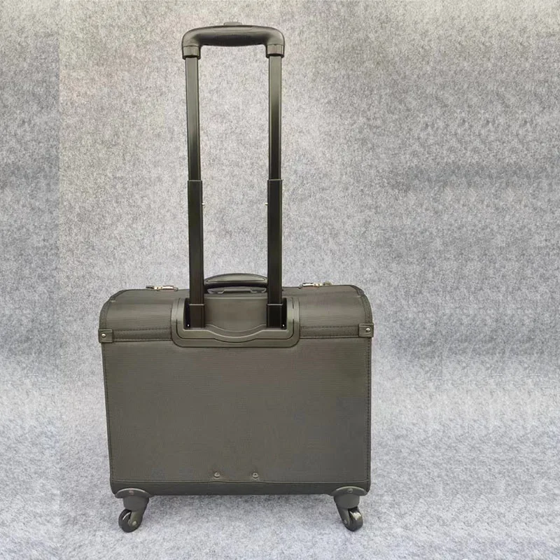 Unisex Oxford Boarding Trolley Luggage Pilot Case with 4 wheels 18\'\' Travel Trolley Bag