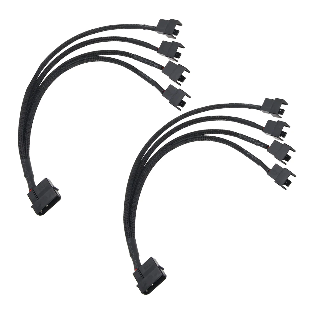 

2 pcs Fan Extension Cable for Cooling Fans Splitter Converter ATX Case Adapter Black 4Way PC Laptop Cooling Accessories