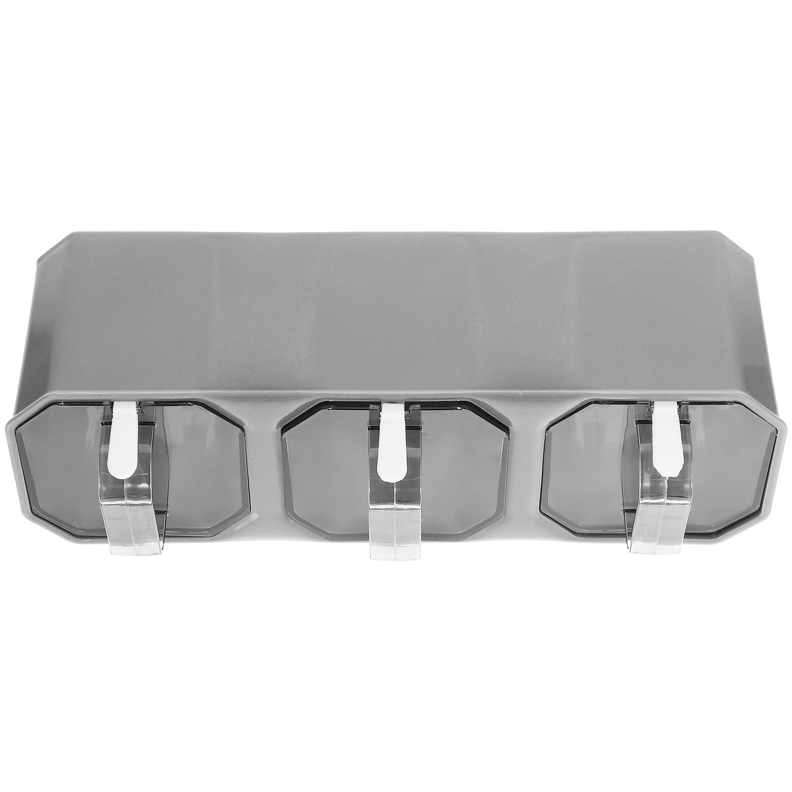 

3-Grid Spice Jars Set 400ml Capacity Shallow Gray Seasoning Containers Wall Mountable Kitchen Accessories Reusable Condiment