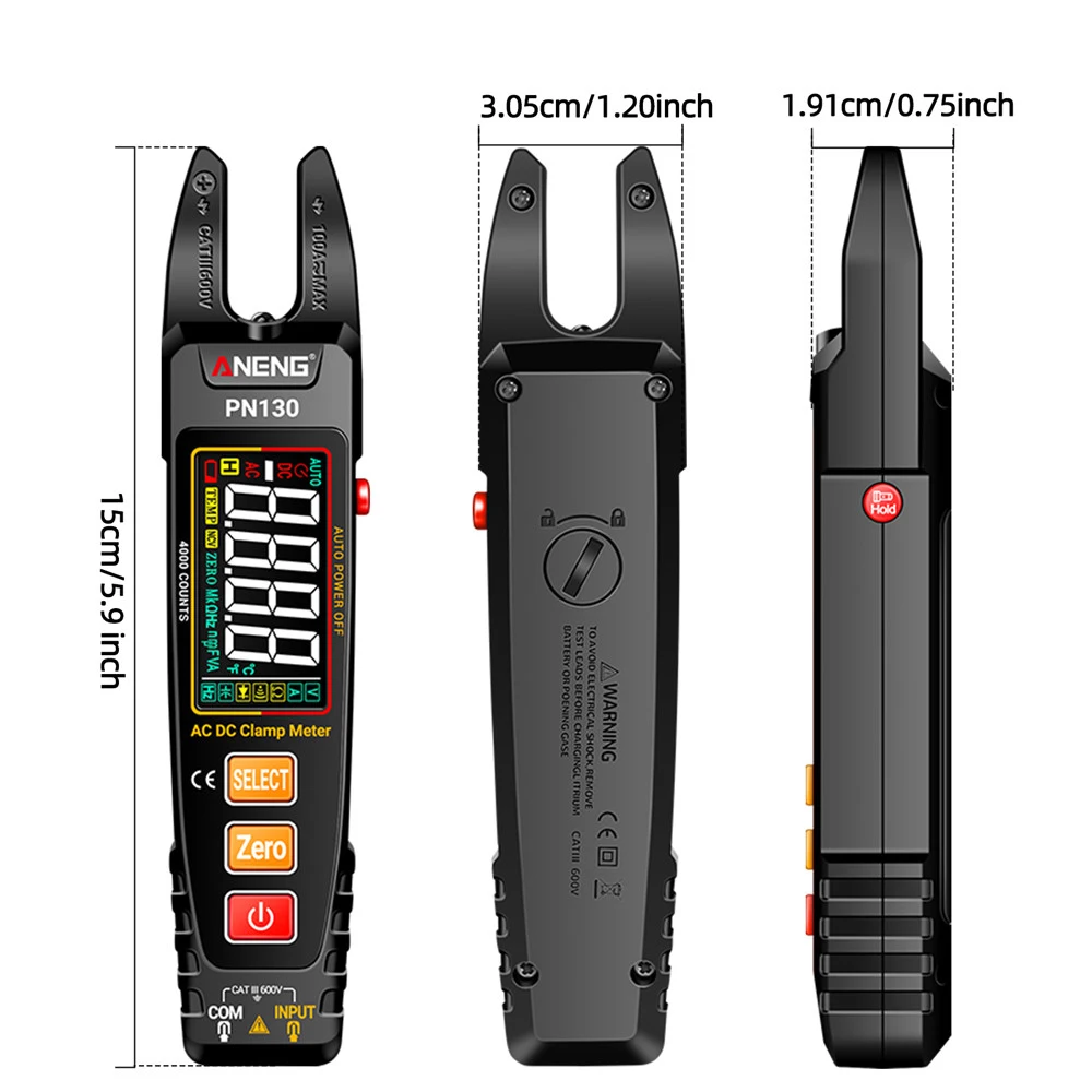 PN130 U-shaped Clamp Meter lithium Battery Plier Tester AC/DC Voltage Current Tools with USB Type-c Cable for Electrician Tool