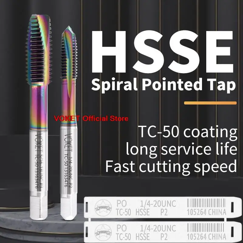 HSSE Spiral Pointed Tap UNC 1-64 2-56 3-48 4-40 5-40 6-32 8-32 10-24 12-24 1/4 5/16 3/8 7/16 1/2 9/16 5/8 3/4 Screw Thread Taps