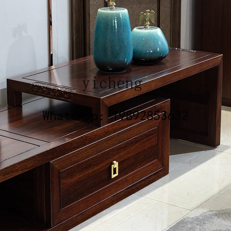 W8-  Solid Wood Extendable TV Cabinet New Chinese Style Living Room Cabinet Floor Cabinet Living Room Furniture