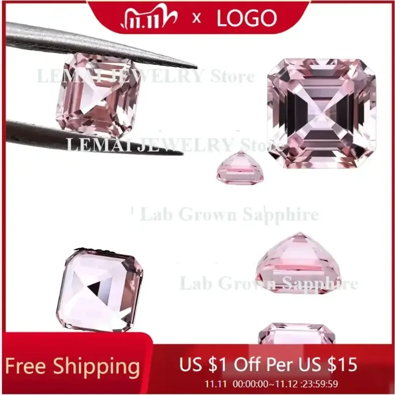 

Lab Grown Sapphire Morgan Pink VVS1 Asscher Cut Certified Gemstone for DIY Jewelry Making Supplies Lab Created Sapphire Lab
