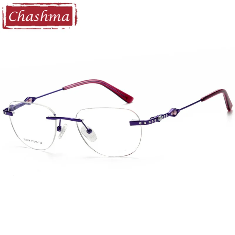 Chashma Lady Pure Titanium Eyeglasses Frameless Titan Frame Prescription Lentes Optics Quality Light Stones Eyewear Eye Glasses