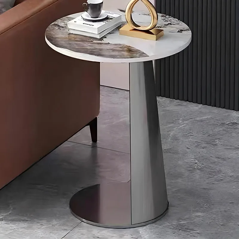 Italian light luxury special-shaped edge base stainless steel edge several feet living room bedroom sofa marble rock slab edge s