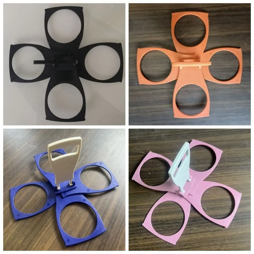Unique Plastic Foldable Cup Holder Anti Scalding Rotating Carousel Cup Carrier 4-Cups Coffee Cup Handle Camping