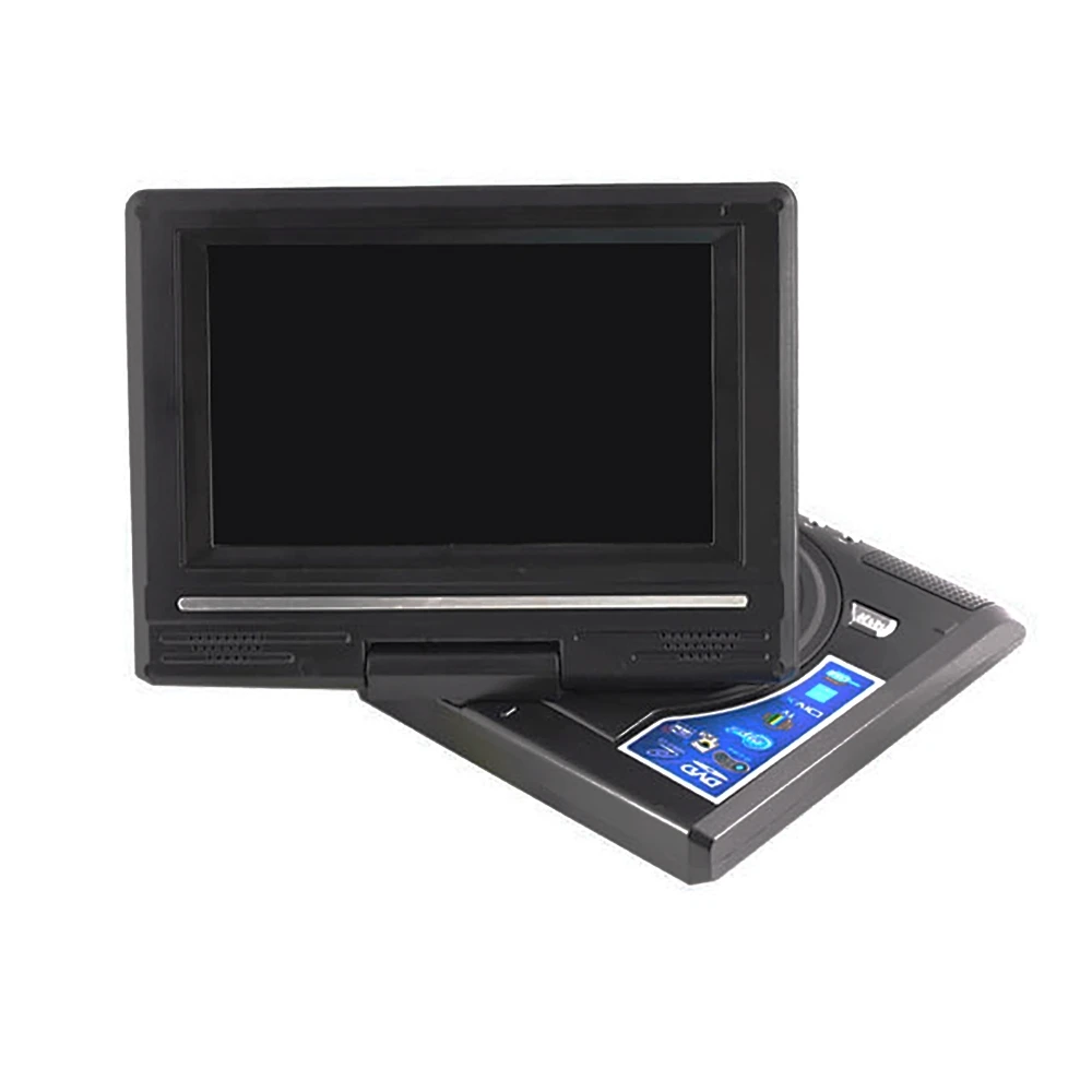 Lecteur DVD EVD CD 7,8 pouces, écran large 16:9, 270 °   Lecteur de disques sans restriction géographique avec écran LCD rotatif, compatible avec les cartes USB et SD, entrées/sorties AV, fonctions de jeu et de télévision, adaptateur secteur pour voiture inclus, lecture multi-formats (AVI, MPEG-4, JPG) pour une utilisation à la maison, en voyage ou en voiture, avec télécommande.