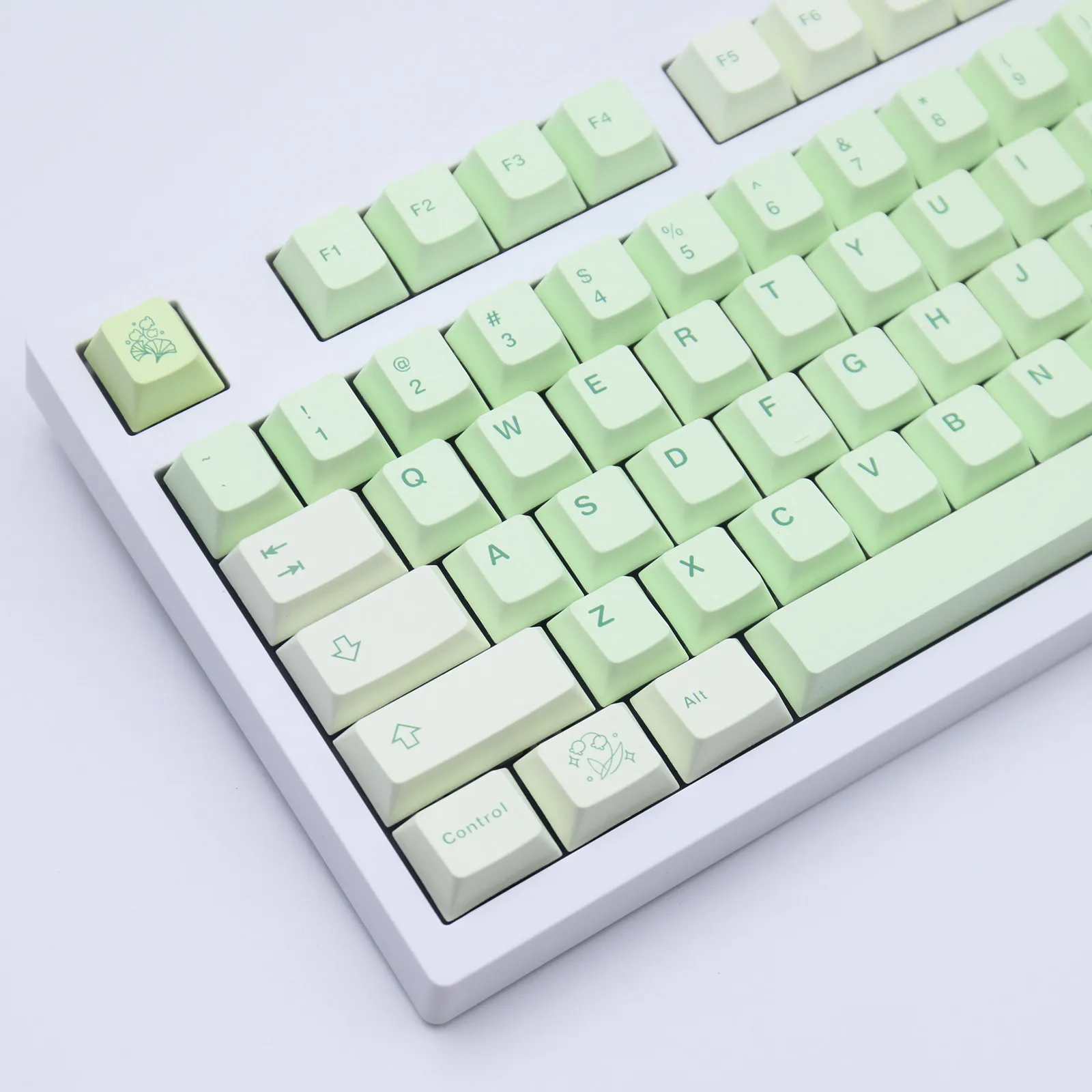Ginkgo Theme Keycaps PBT Split Spaces Original Height 64/68/75/82/87/98 Keycaps Keycaps Keyboard Caps