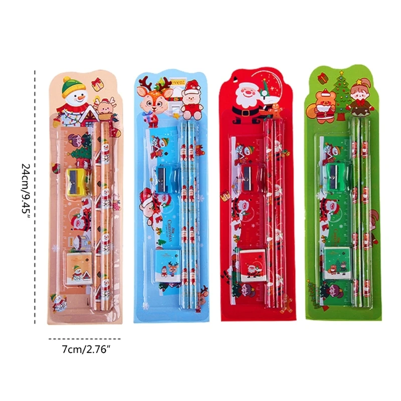 20CB 8 Sets Christmas Stationery Set for Kid Student including Pencil, Eraser, Ruler