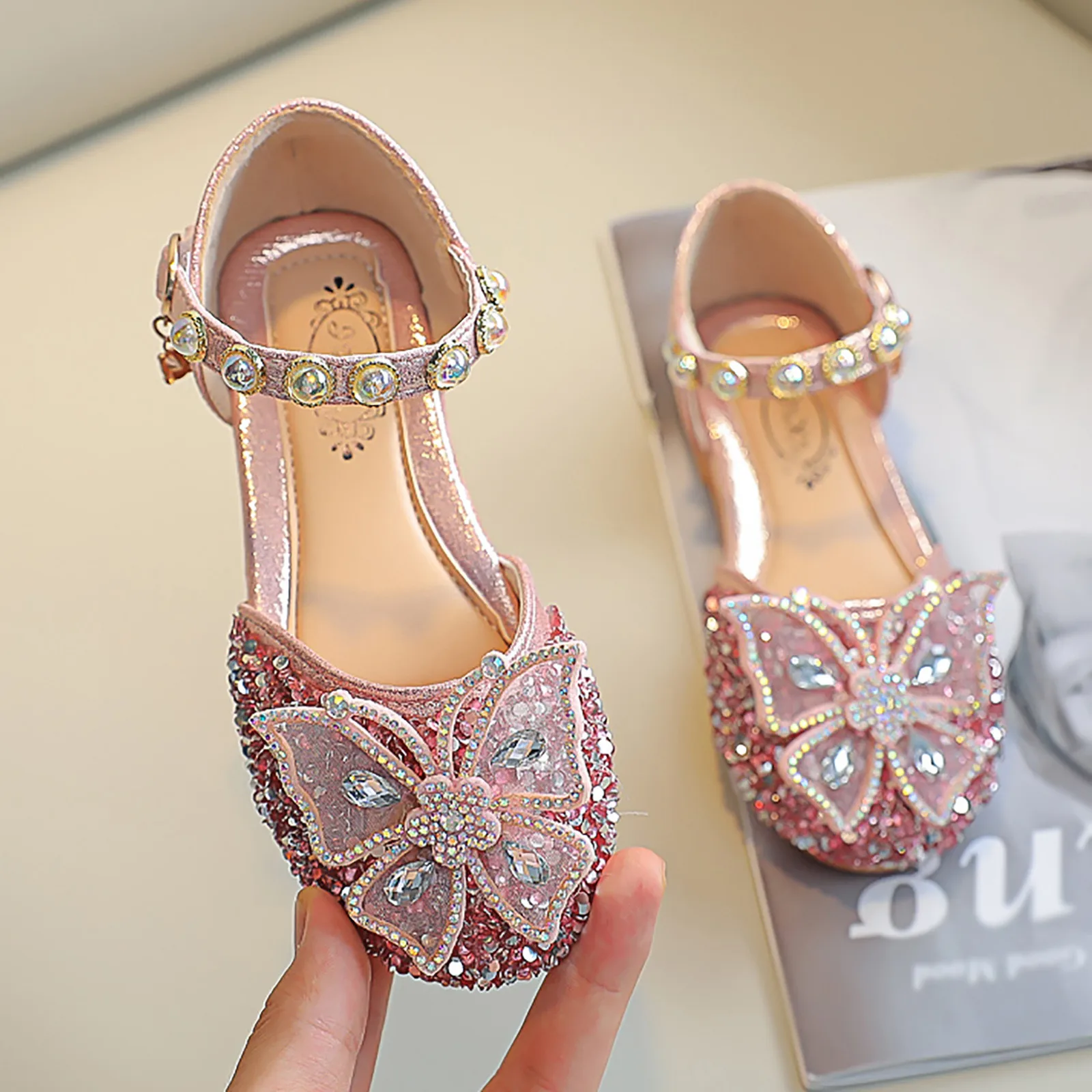 

Bowknot Single Girls Dancing Sandals Baby Pearl Shoes Infant Shoes Shoes Kids Crystal Princess Shoes Bling Baby