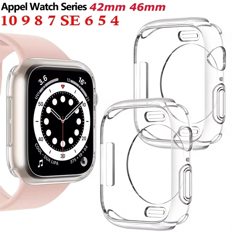 Clear Case For Apple Watch Series10 46mm 42mm 9 8 7 45mm 41mm No Screen Protector Full TPU Bumper Cover iWatch SE 6 5 4 44 40mm