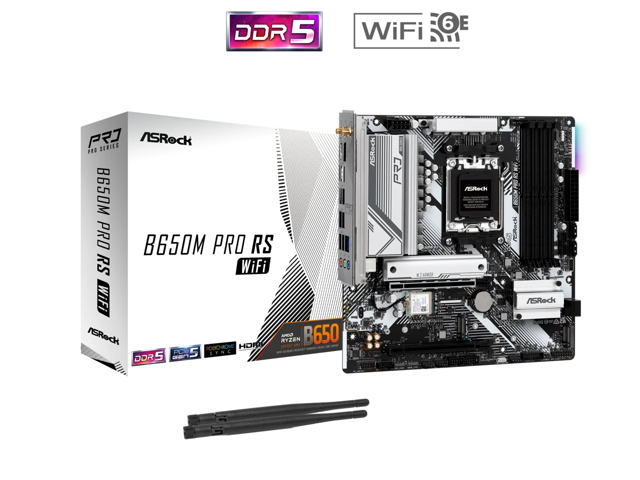 CPU Motherboard Memory Combo -  AMD Ryzen 5 7600X Bundle with  ASRock B650M Pro RS WiFi  and Team Group FF3D516G6000HC38ADC01