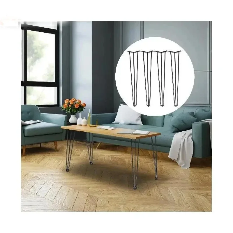 

4Pcs Metal Table Legs 16-40 Inch 3-Rod Hairpin Furniture Legs DIY Home Bench Dining Desk End Coffee Table Feet Accessories