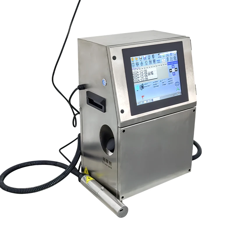 DMX High-Accuracy Electric Automatic Date Coding Machine For Plastic Bags Foil Paper & Belt Packaging Continuous Online Coding