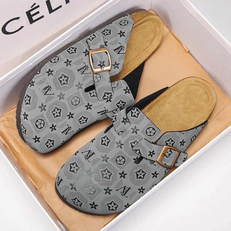 

Классические замшевые мужские мюли, пробковая обувь, модные сабо, тапочки для женщин, кожаные сабо с поддержкой свода стопы, пляжные шлепанцы