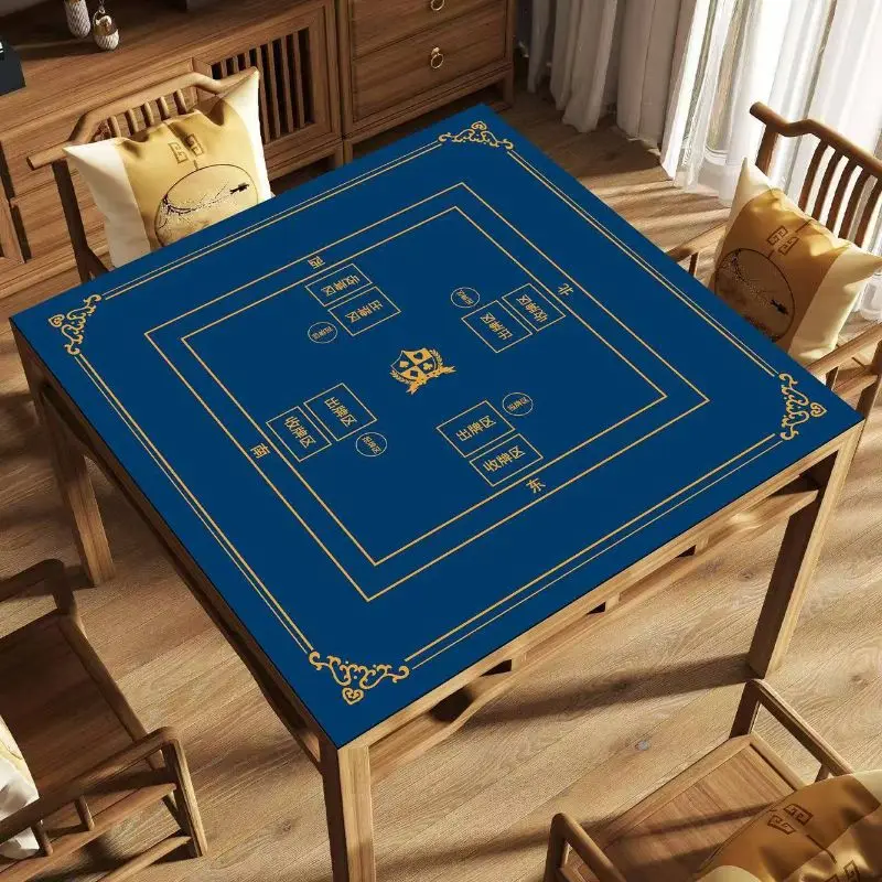 VIKAMA Square Mahjong Table Mat Position Marked Game Layout Print Non‑Slip Silent Foldable Game Pad for Home Party Desktop Decor