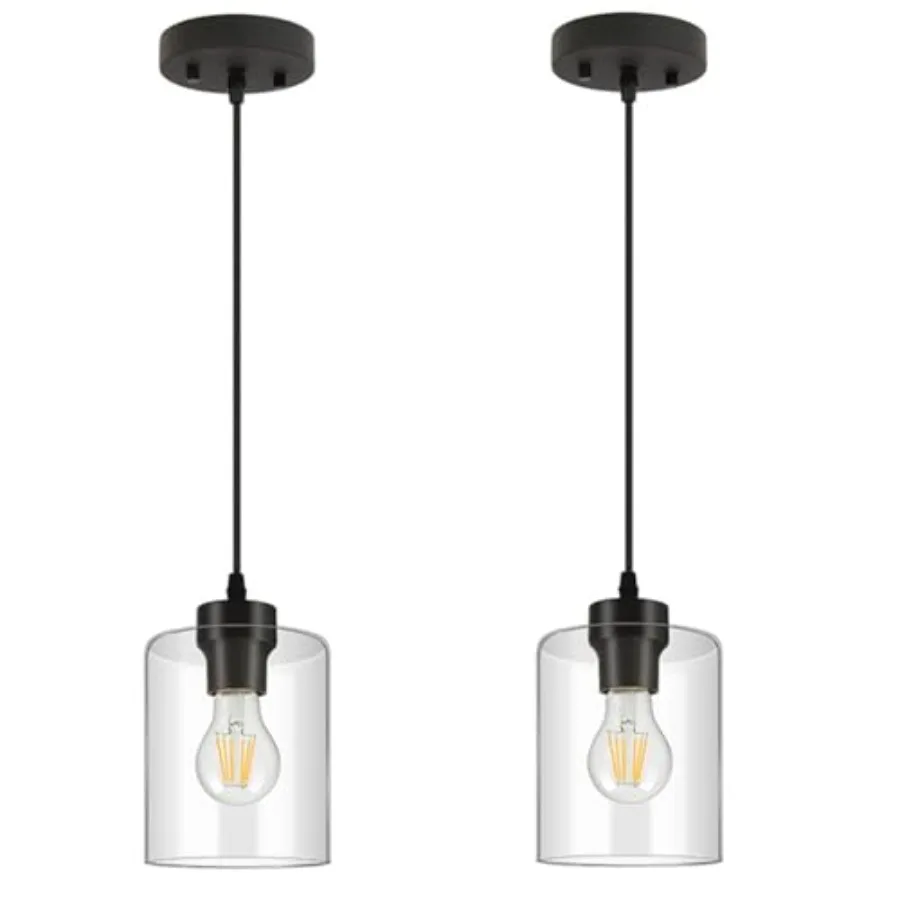 

Modern Pendant Light Fixtures Industrial Hanging Ceiling Lamp with Glass Shade Farmhouse Black Pendant Lighting for Kitchen Isl