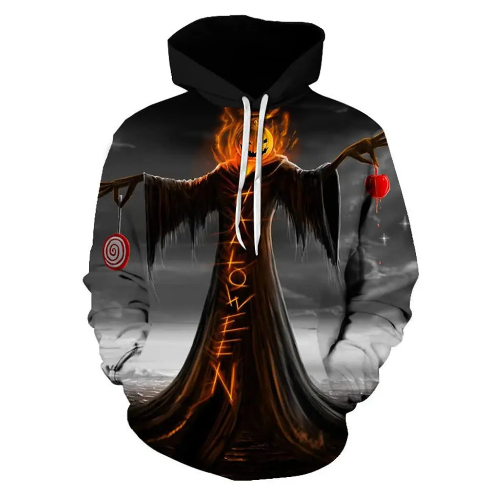 

3D Print Gothic Pumpkin Graphic Men's Hoodie Vintage Cool Hip Hop Style Long Sleeve Pullover Oversize Comfortable Sweatshirt Top