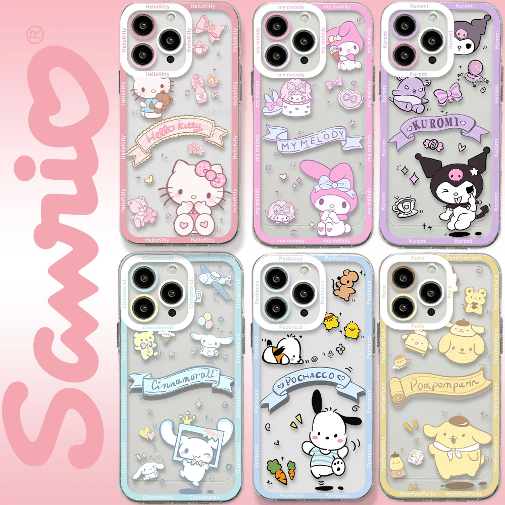 Cartoon Hello Kitty MyMelody Cinnamoroll Phone Case for Samsung A71 A53 A50 A52 A52S A72 A71 A22 A20 A30 4G 5G Transparent Cover